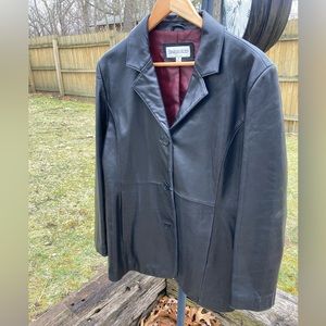 Charles Klein Black Genuine Leather Jacket Vintage